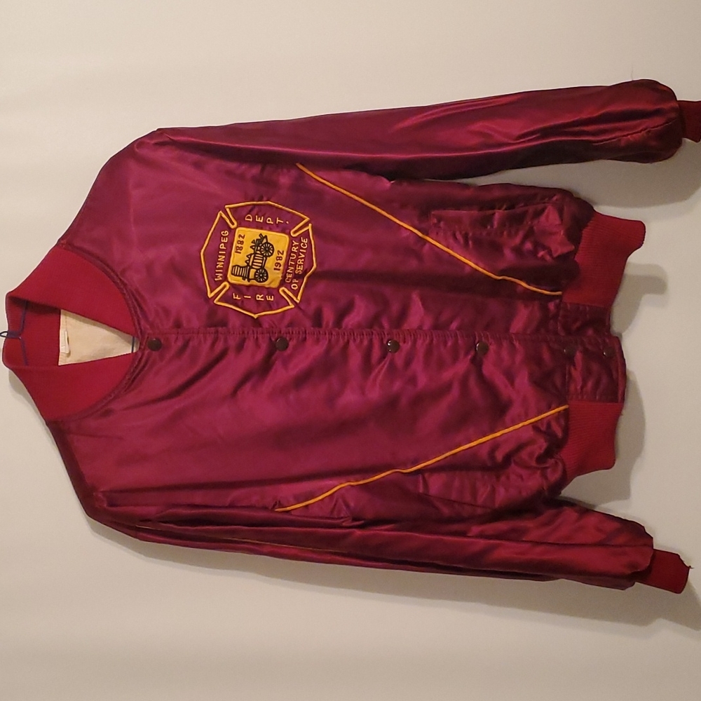 Vintage Nylon Winnipeg Fire Dept Varsity Jacket 1982
